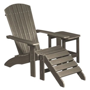 Braungrauer NEG Adirondack Gartenstuhl MARCY aus Kunststoff in Holzoptik. Wetterfester Gartensessel mit ergonomischer Form.