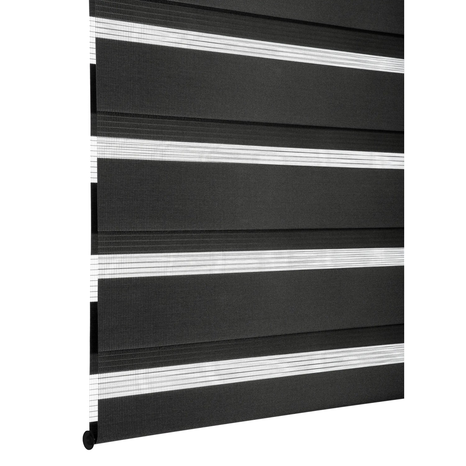 Gardinia Doppelrollo EasyFix, 100x150 cm, schwarz mit transparenten Streifen für variable Lichtregulierung.
