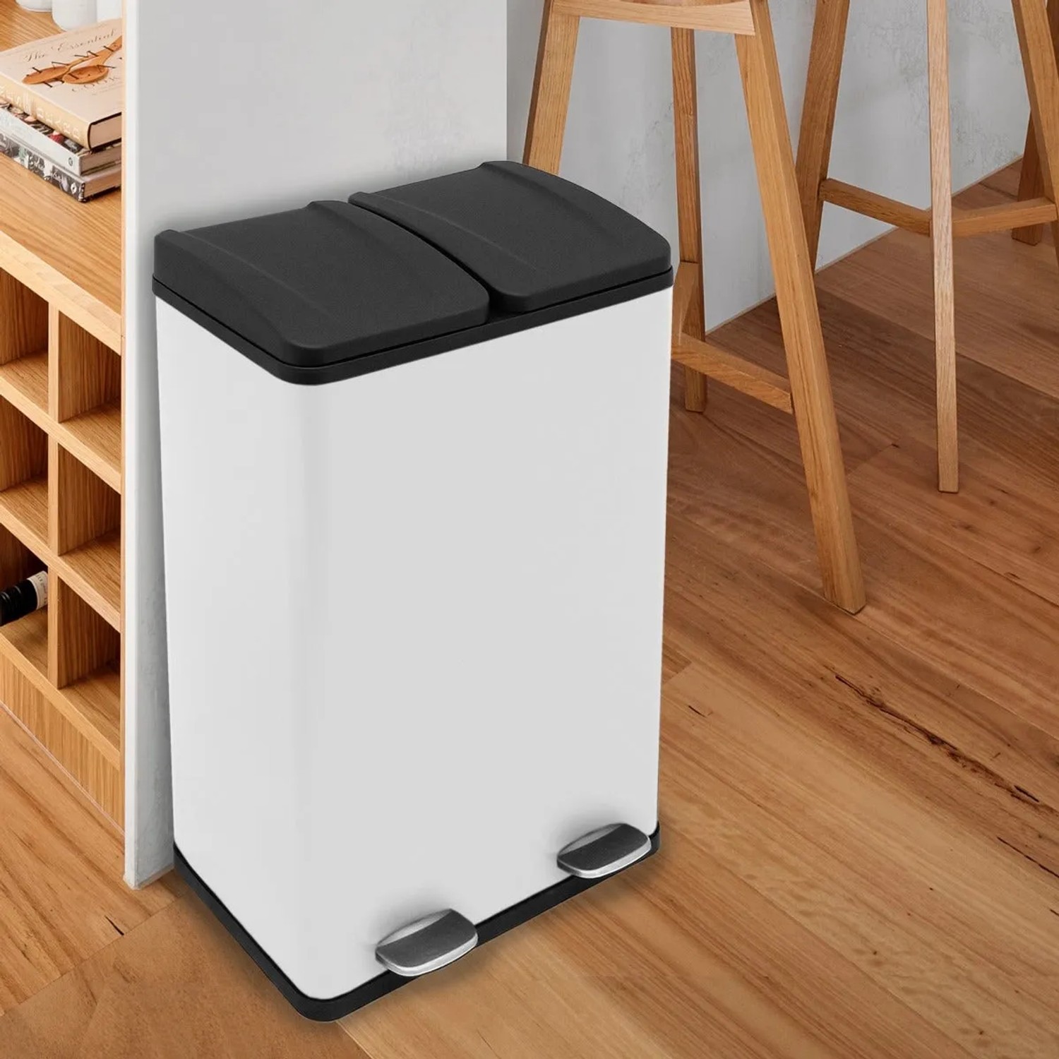 Monstershop Mülleimer 2 Fächer 2x30 L Weiß mit Pedal kaufen bei OBI