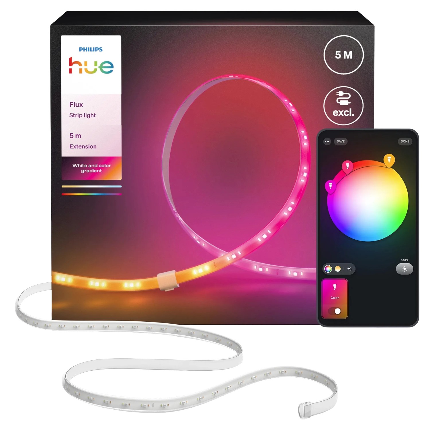 Philips Hue LED-Streifen-Erweiterung Flux 48 W 4.800 lm RGBW 5 m