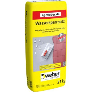 Gelber Sack Weber Wassersperrputz 25 kg. Mineralischer Putz für Innen und Außen.