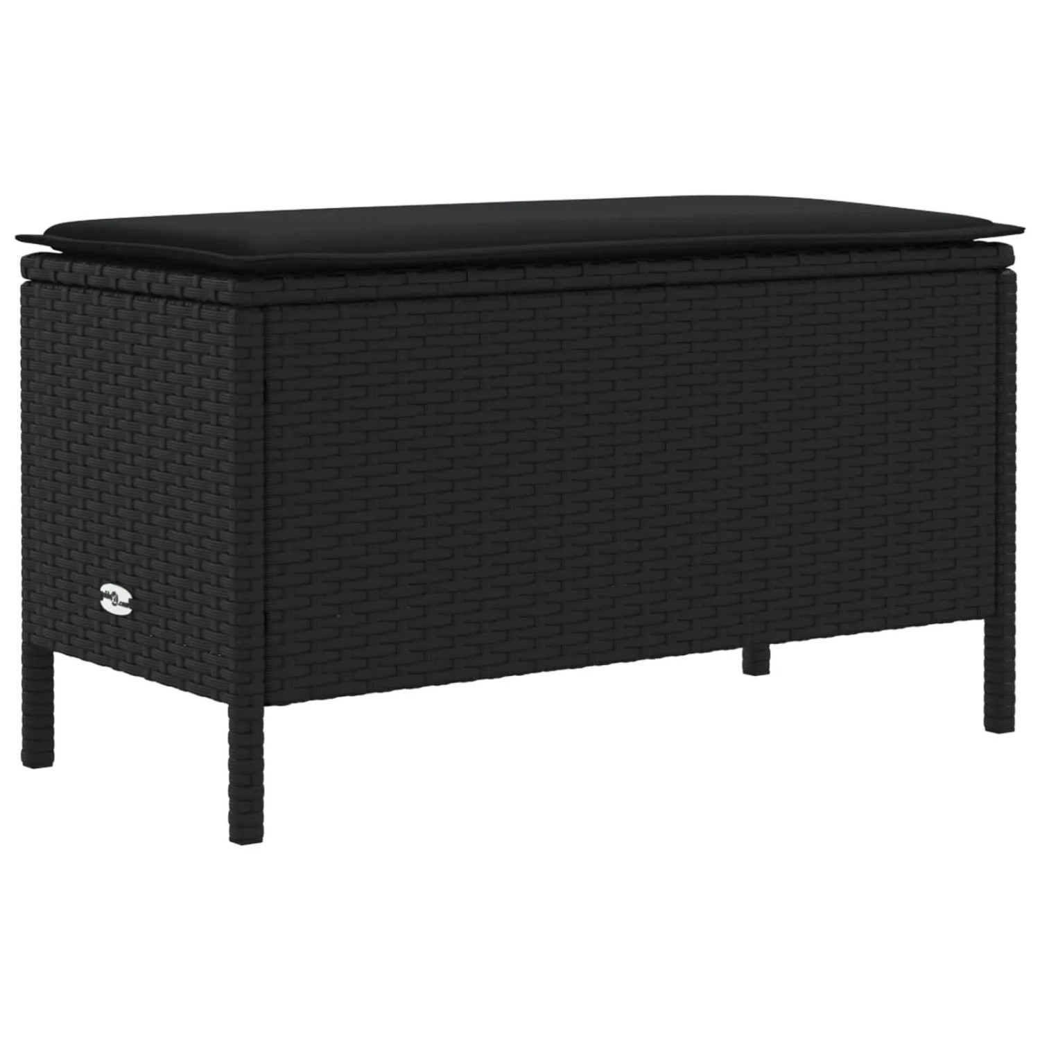 vidaXL Garten-Fußhocker mit Kissen Schwarz 80 x 38 x 45 cm PE-Rattan 42025397