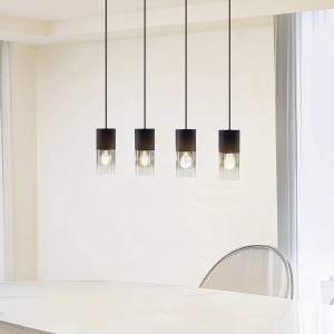 Lindby Pendelleuchte Svante 10030102 Modern in Alu aus Glas 4-flammig E27 Wohnzimmerleuchte