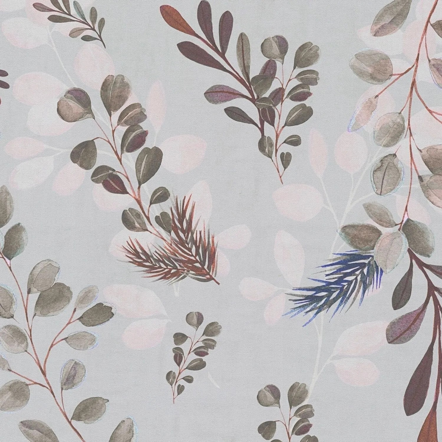 PROFHOME 782212-GU Natur Tapete Floral Matt Grau Wein-Rot Blau Braun 0,53 m x 10,05 m 5,33 m2