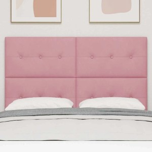 vidaXL LED Kopfteil mit LED-Lichtleisten Rosa 144 cm Polyester 3338435