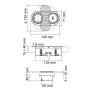 Technische Zeichnung: SOTECH Doppel Einbausteckdose Oval Schwarz mit Schuko & USB, Maße in mm.