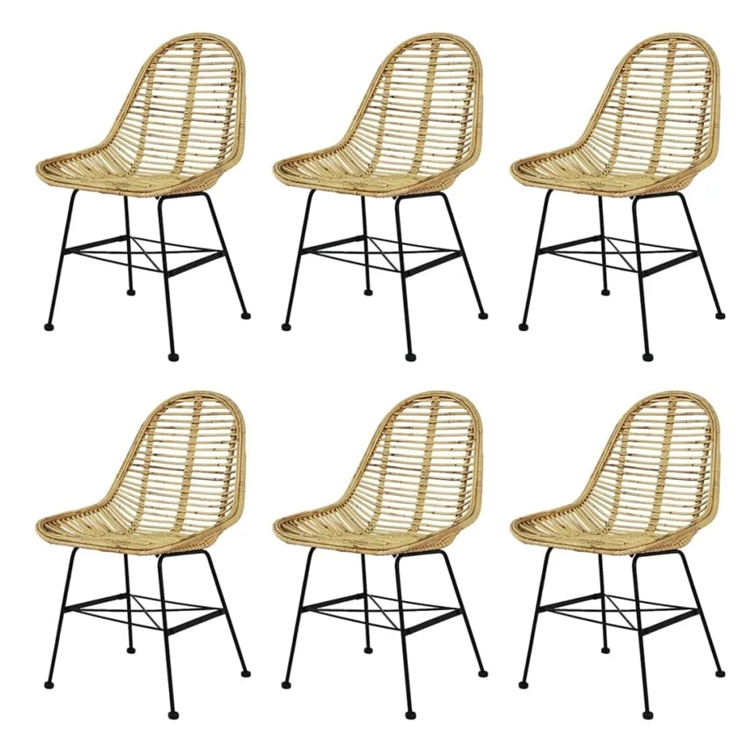 vidaXL Esszimmerstühle 6 Stk Rattan Natur 275498