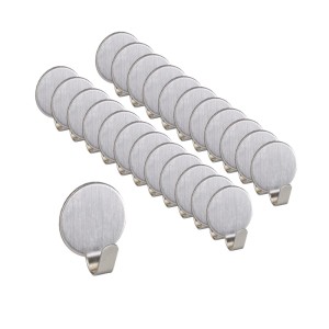 24 silberne, runde Klebehaken aus Edelstahl, selbstklebend für Küche, Bad & Flur. Praktische Wandhaken ohne Bohren.