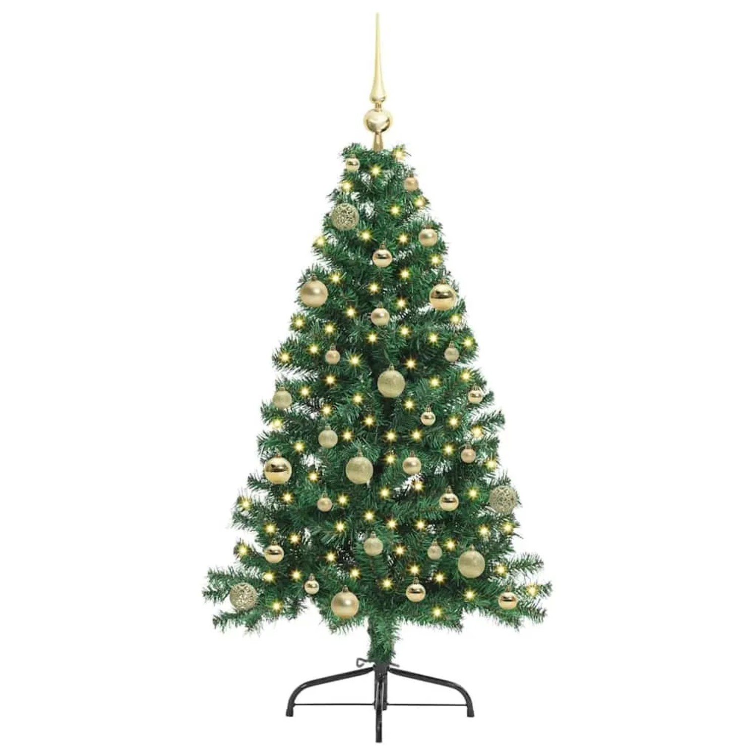 vidaXL Künstlicher Vorbeleuchteter Weihnachtsbaum Grün 150 cm PVC 3397002