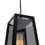 Schwarze Näve Pendelleuchte Sherlock mit klarem Glas und Retro-Design für E27 Leuchtmittel.