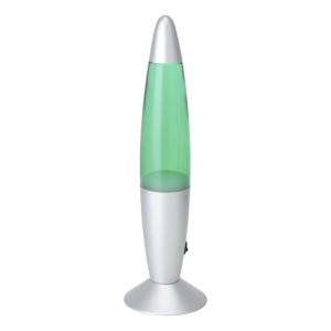 Eglo LED-Lavatischleuchte Silber/Grün mit weißem Wachs. Dekorative Tischlampe für entspannte Lichtakzente.