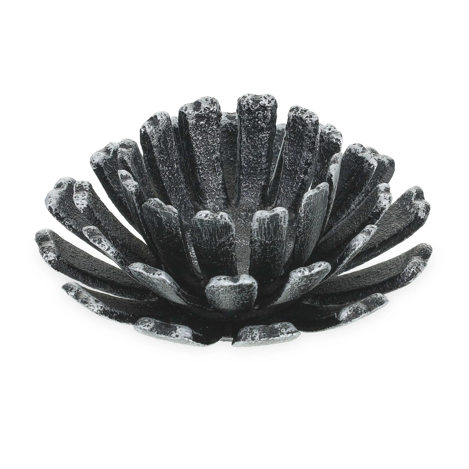 Relaxdays Teelichthalter Gusseisen Silber 2er Set 6 cm x 13,5 cm 0,6 kg