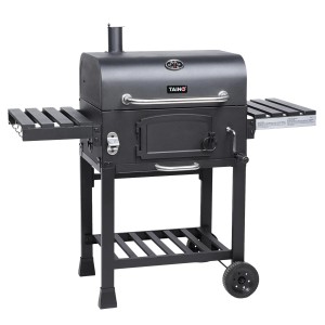 Taino Hero XL Holzkohlegrill BBQ Grillwagen Smoker mit Ablagetischen und Rädern.
