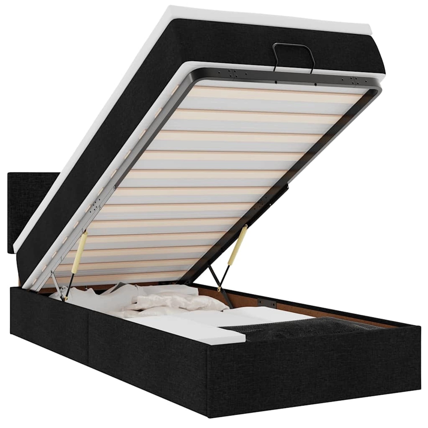 vidaXL Ottoman-Bett mit Matratze & LEDs Schwarz 100x200 cm Stoff 3312203 günstig online kaufen