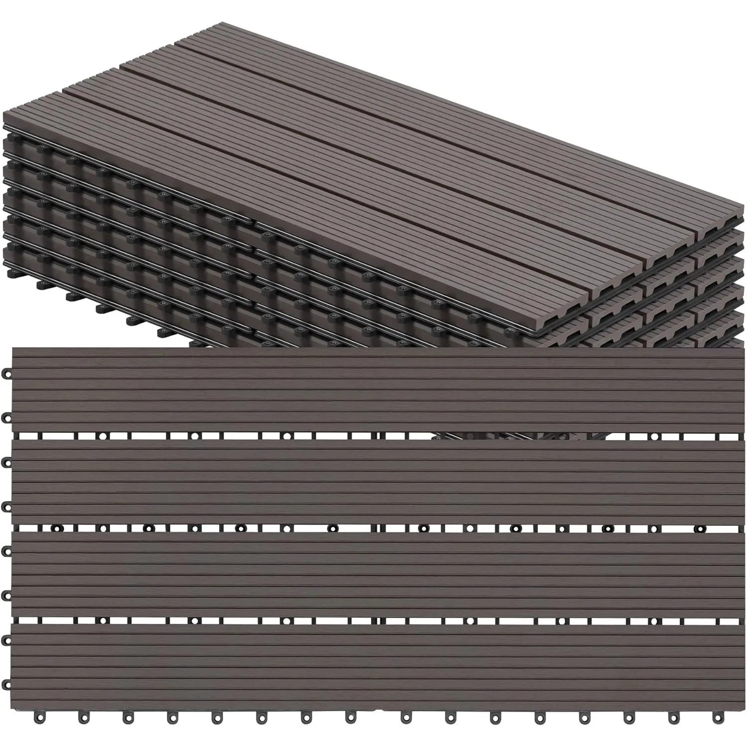 WOLTU WPC Terrassendielen Holz-Optik 30x60cm 6 Stück/1 m² Coffee