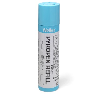 Weller Gasnachfüllflasche 75ml für Gaslötkolben, hellblaue Flasche.