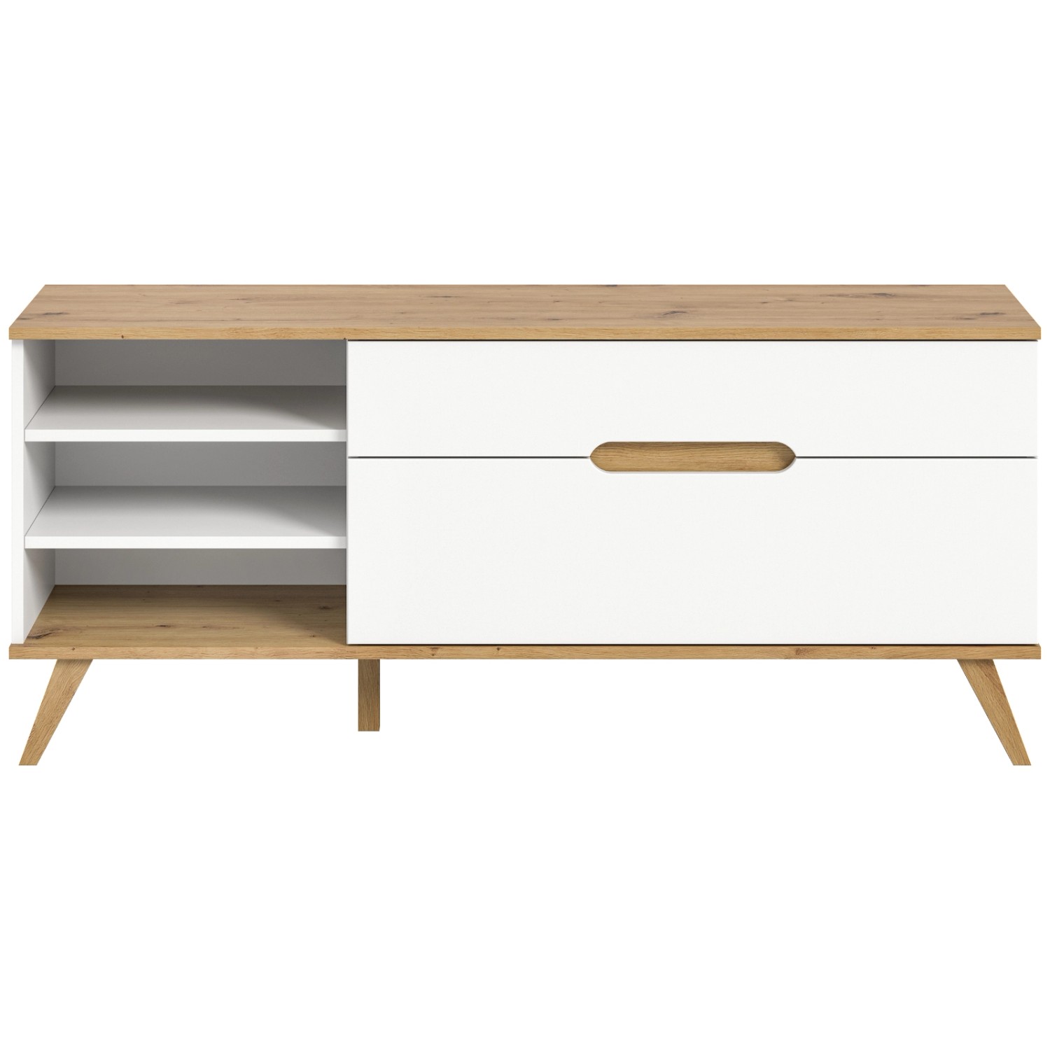 Inn.Furn TV-Lowboard Weiß Eiche 140 cm mit Soft-Close-Funktion Hygge günstig online kaufen