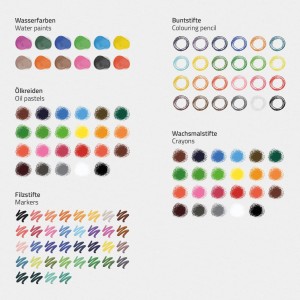 ECD Germany Malset: Wasserfarben, Buntstifte, Ölkreiden, Wachsmalstifte und Filzstifte im Überblick.