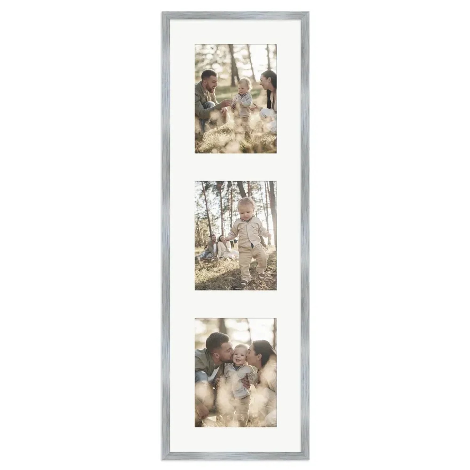 Silberner WANDStyle Galerierahmen für 3 Fotos (15x20 cm).