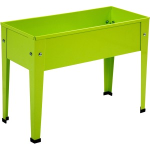 Apfelgrünes Floraworld Kinder-Hochbeet aus Metall, 60x27x45 cm.