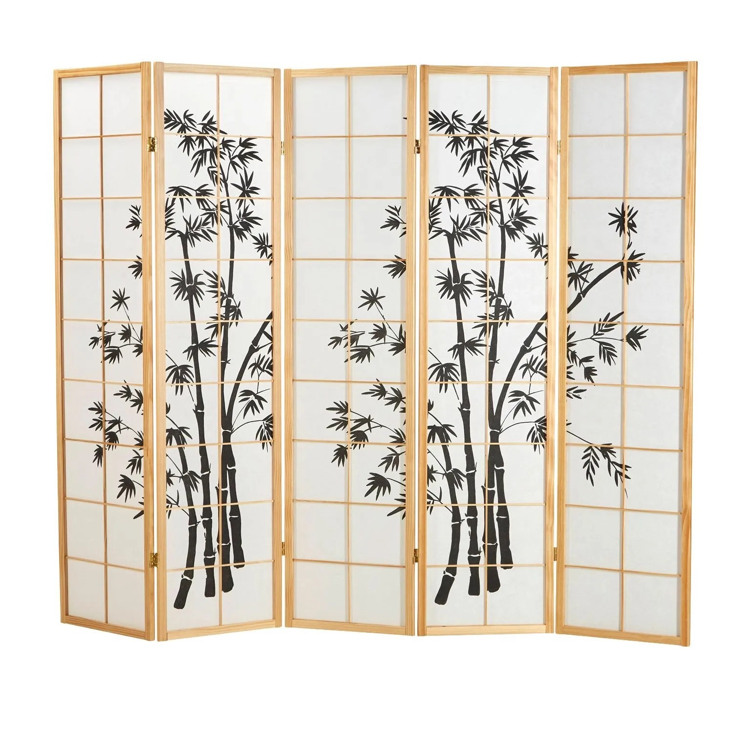 Homestyle4u 5-tlg. Paravent in Braun 220x179 cm 313