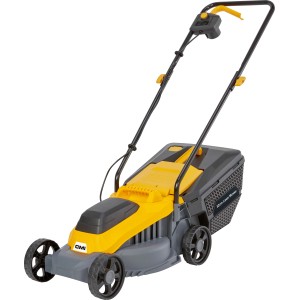 CMI Elektro-Rasenmäher C-ERM-1300/32 in Gelb/Grau mit Fangkorb und verstellbarem Holm.