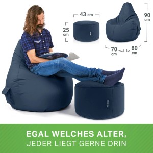 Green Bean Sitzhocker 2er Set Cozy + Stay 70 x 80 x 90 cm Wetterfest Dunkelblau