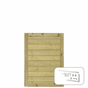 Druckimprägnierte Nadelholz Gartentür, 100x125cm, mit Beschlägen für Selbstmontage.
