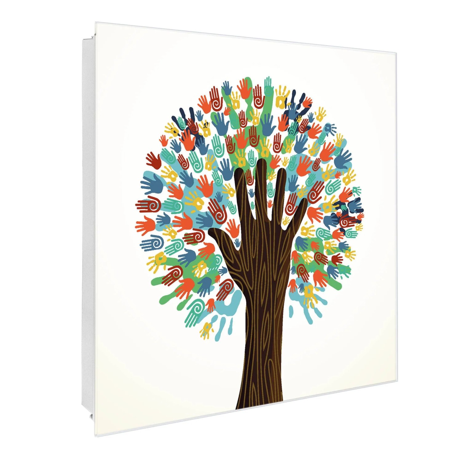 Banjado Großer Schlüsselkasten Glas 30x30cm Weiß Scharnier Links 50 Haken B günstig online kaufen