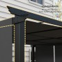 Detailaufnahme der dunkelgrauen Outsunny Pergola mit Stahlrahmen und Stoffdach. Markise für den Sonnenschutz.