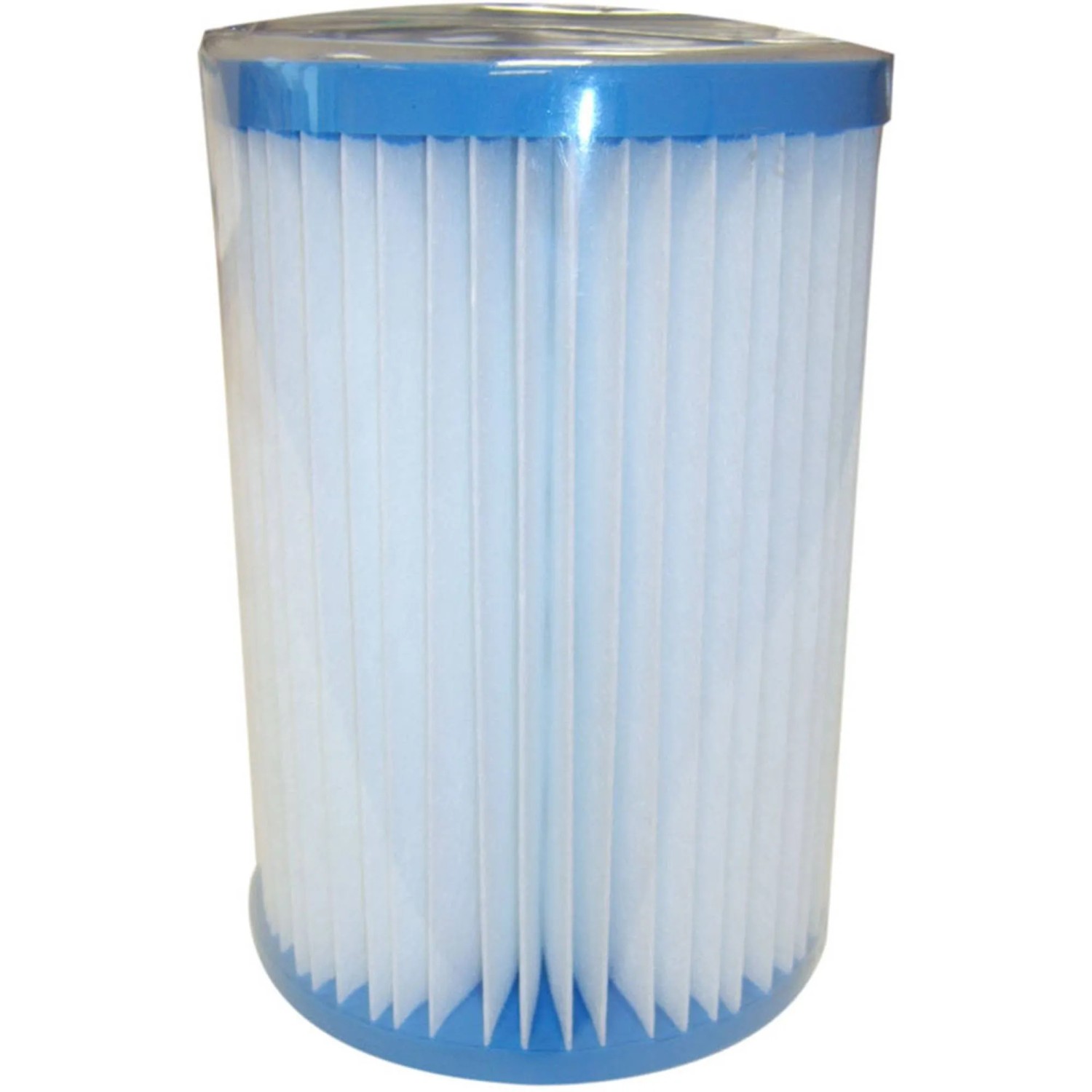 Filterkartusche für Summer Fun Skimmy 2 Einhängefilteranlage, weiße Lamellen mit blauem Rand.