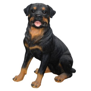 Detailreiche Deko-Figur: Rottweiler Hund (53 cm) für den Garten.