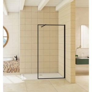 Duschparadies Walk In Dusche 80cm Walk-in Glas 8mm Nano Glas Seitenwand Duschwand Klarglas Schwarzrahmen