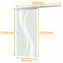 inova Glasschiebetür, satiniert mit Wellenmuster, 880x2035mm, Komplettset mit Softclose.
