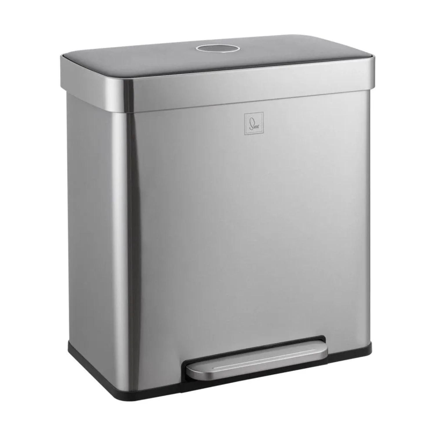 Svita LT2X30 Mülleimer 60l Treteimer 2 Fächer Mit Deckel Silber