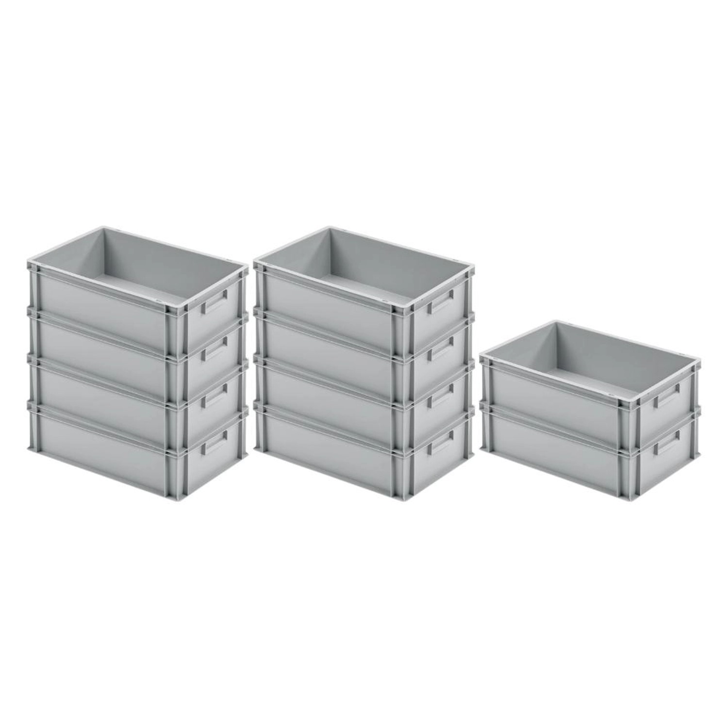 SparSet 10 x Eurobehälter Mit Geschlossenem Griff HxBxT 17,5 x 40 x 60 cm 30 Liter Grau Eurobox Transportbox Transportbe...