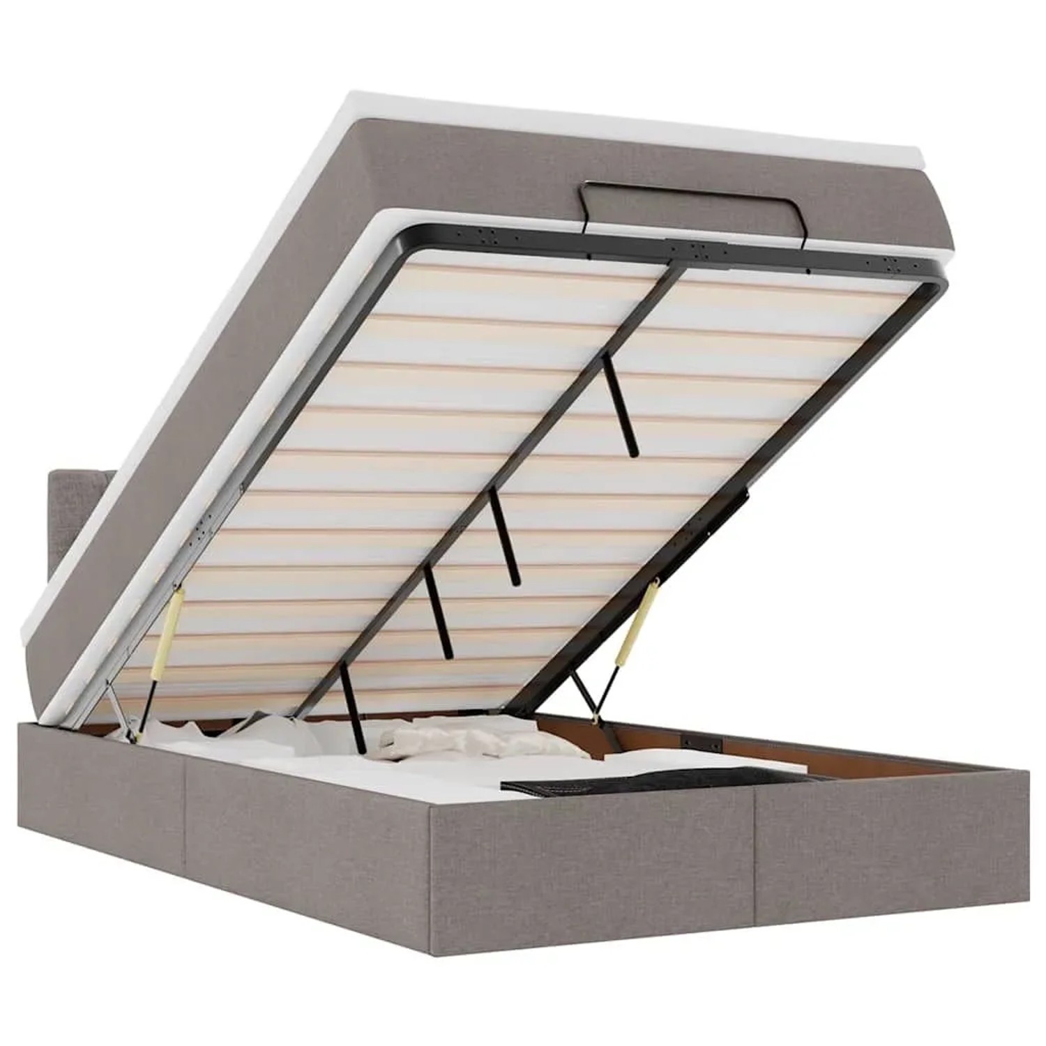 vidaXL Ottomane Bett mit Matratze & LEDs Taupe 120x190 cm Stoff 3312378