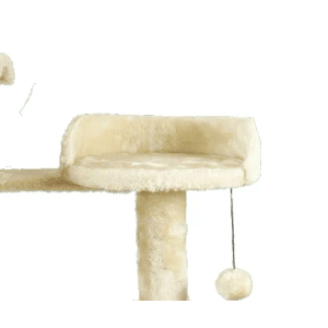 Beiger Rohrschneider Katzenbaum Travel mit Liegeflächen und Kratzstamm zum Klettern und Kratzen.