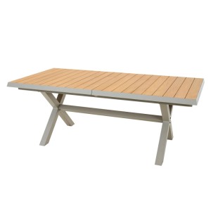Ausziehbarer Siena Garden Gartentisch aus Holz, seidengrau, 100x200 cm.