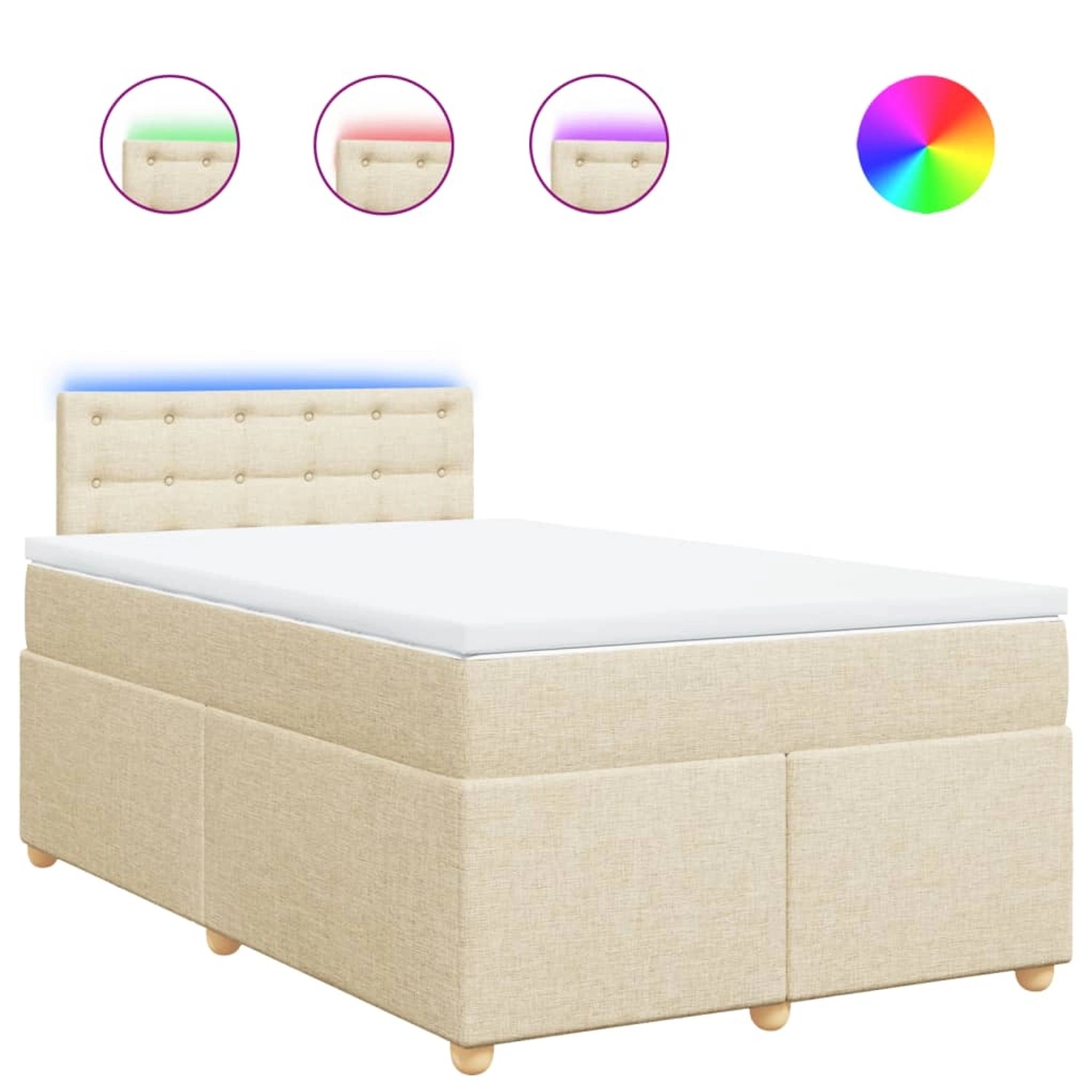 vidaXL Boxspringbett mit Matratze Creme 120x200 cm Stoff 3288966 günstig online kaufen