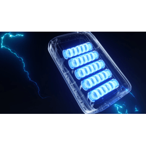 Litheli Akku U20 Ultra 20V 4.0Ah mit blauem Leuchten, geeignet für Werkzeuge und als Powerbank.