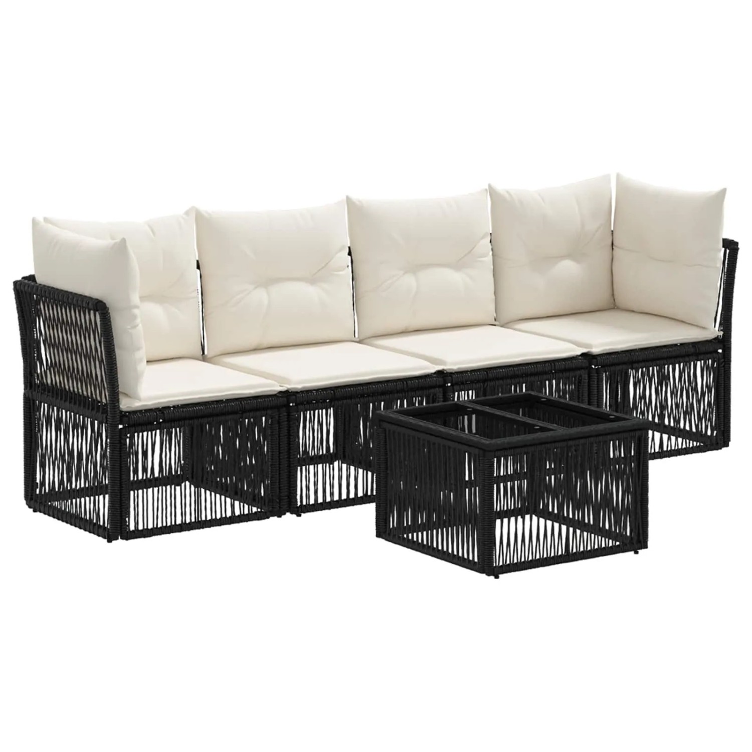 vidaXL Gartensofa-Set 5-Tlg Schwarz Poly-Rattan 3434131
