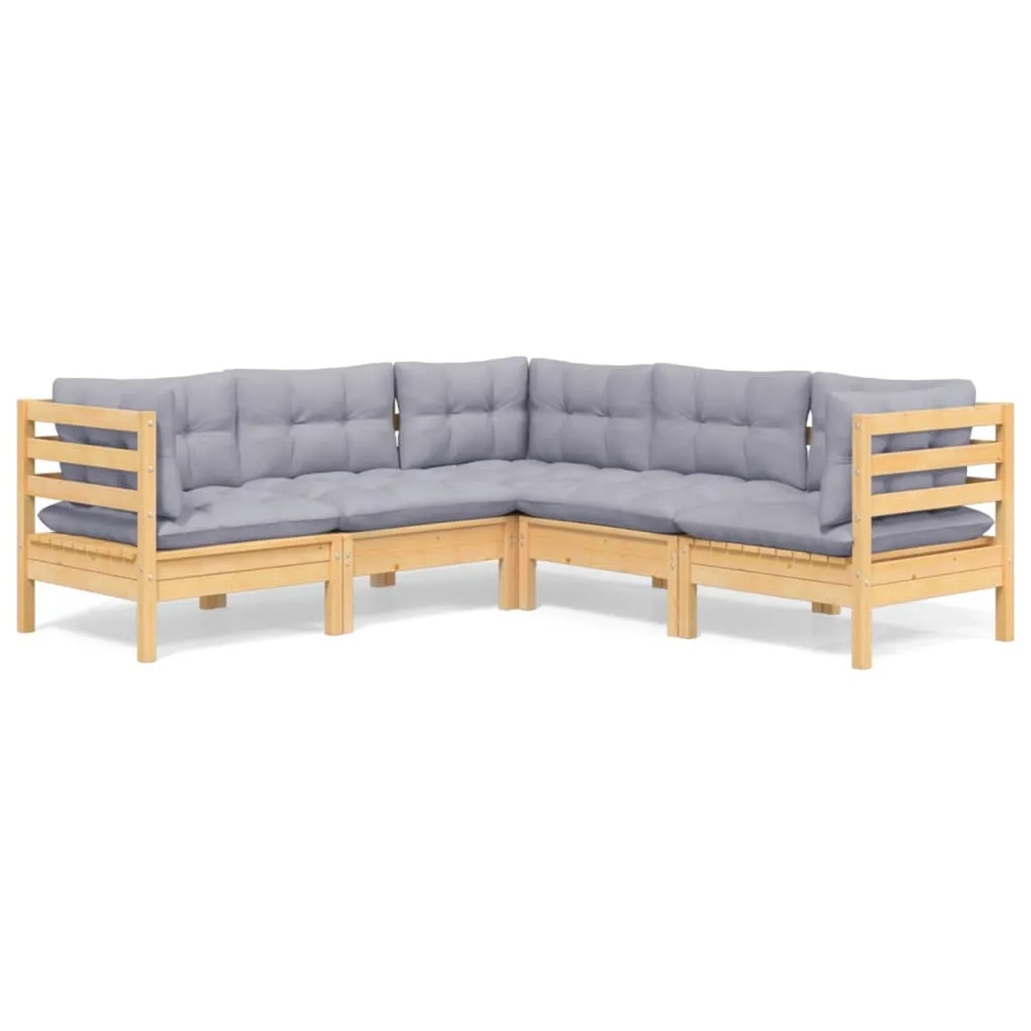 vidaXL 5-Tlg Garten-Lounge-Set mit Grauen Kissen Kiefer Massivholz 3096670 günstig online kaufen