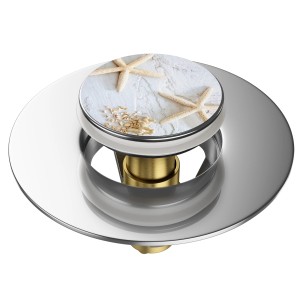 Sanilo Pop Up Waschbeckenstöpsel mit Seestern-Motiv in Grau.