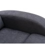 Nahaufnahme der grauen Stoff-Armlehne und Sitzfläche des Relaxsessels Evelyn.