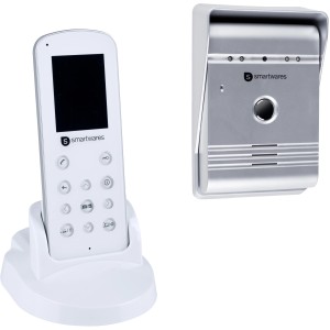 Smartwares Video-Türsprechanlage VD36W mit Innen- und Außeneinheit für die Kameraüberwachung.