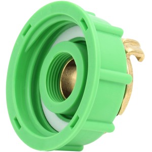 SK-Adapter 20 mm für IBC-Regentonne, grüner Kunststoff mit Messinggewinde.