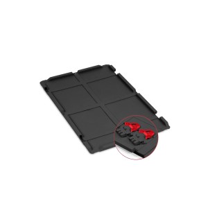 PROREGAL SuperSparSet 5x Eurobox Nextgen Grip Mit Scharnierdeckel Und Roten Verschlüssen HxBxT 32x40x60cm 65 Liter Schwarz Griffe Geschlossen