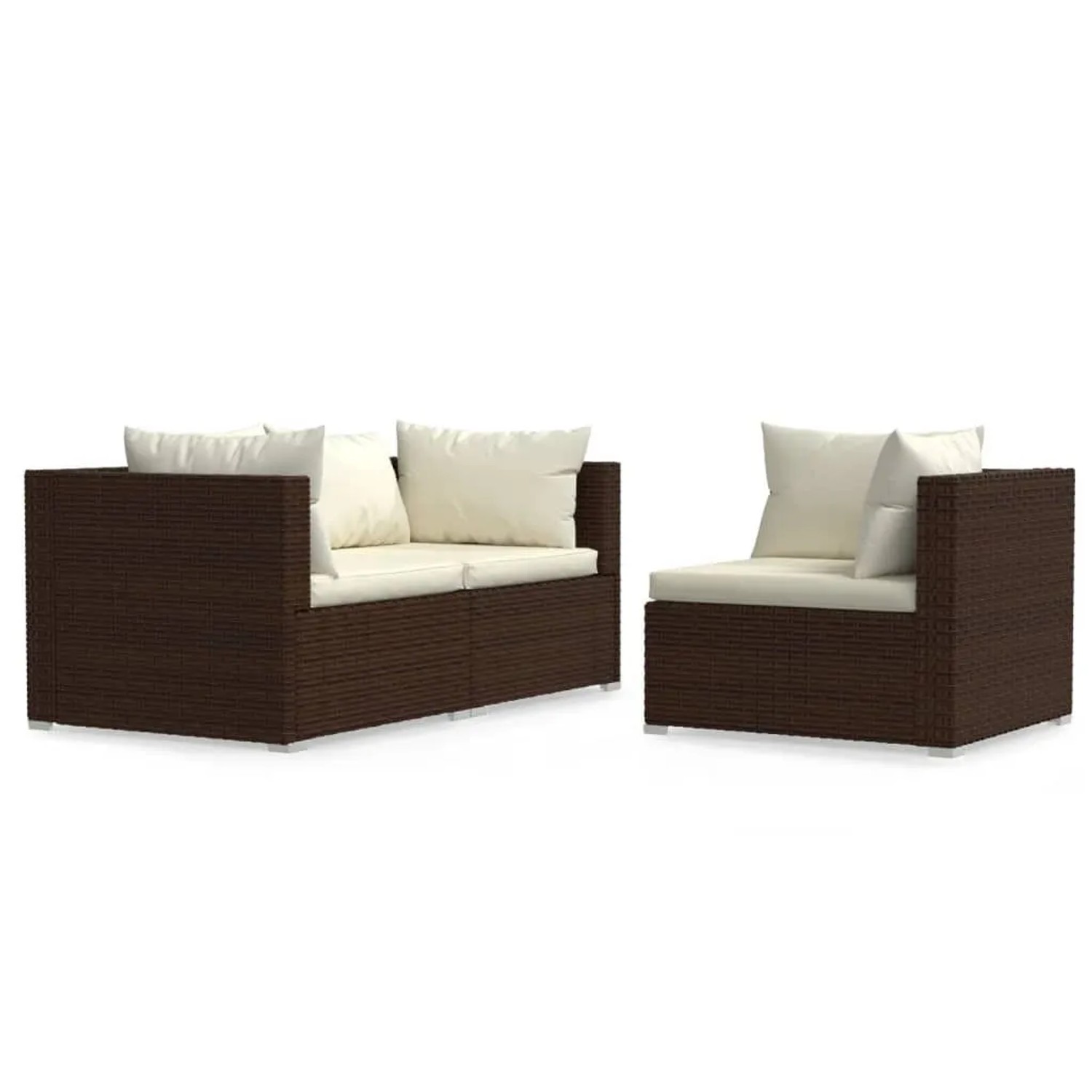 Thumbnail - vidaXL 3-Tlg Garten-Lounge-Set mit Auflagen Braun Poly Rattan 317505