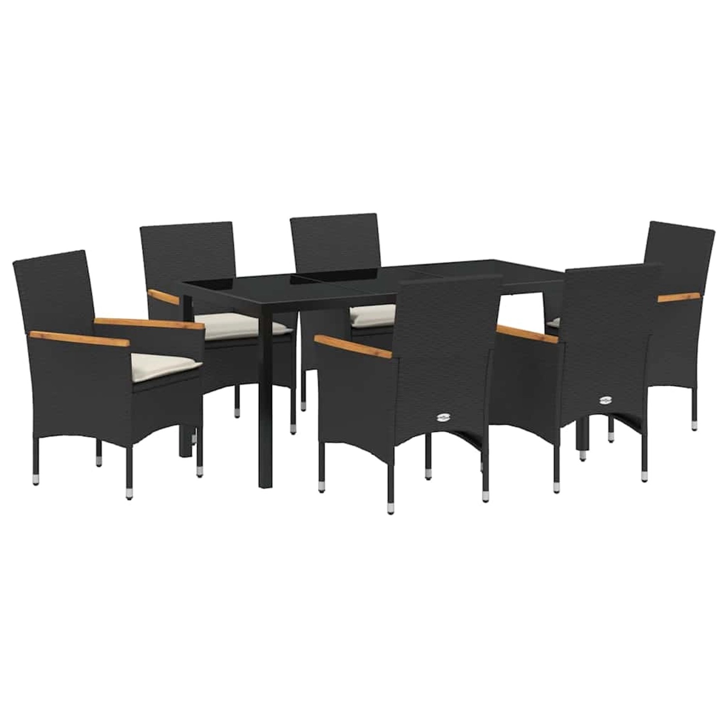 vidaXL Garten Essgruppe mit Kissen 7-Tlg Schwarz Poly Rattan 3379846 günstig online kaufen